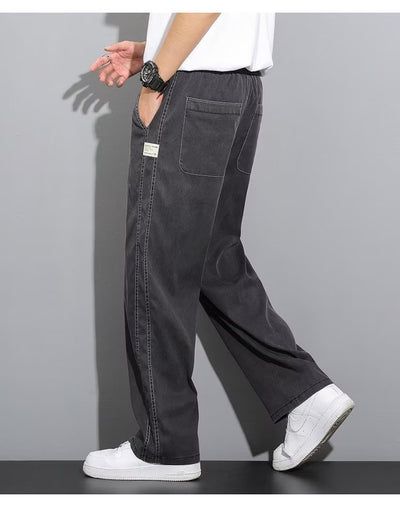Pantalones Anchos de Pierna Recta en Tela Ice Silk para Hombre - Image 22