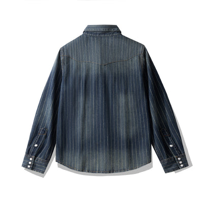 Camisa Denim a Rayas con Efecto Vintage Desgastado - Image 19