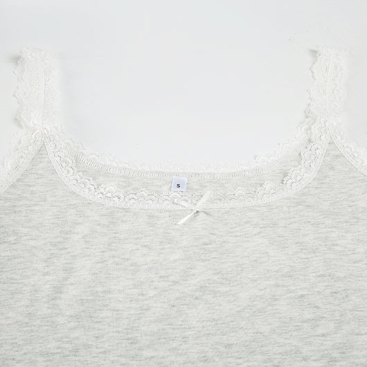 Chaleco Ajustado con Lazo de Encaje Dulce y Picante - Estilo Urbano Cuello en U - Image 30