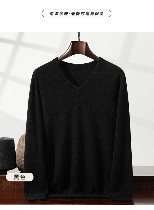 Suéter Minimalista Cuello en V para Hombre - Image 27