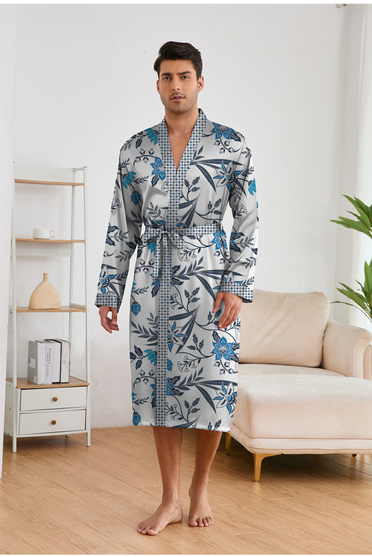 Bata Estampada para Hombre con Mangas Largas y Pantalón Corto - Image 13