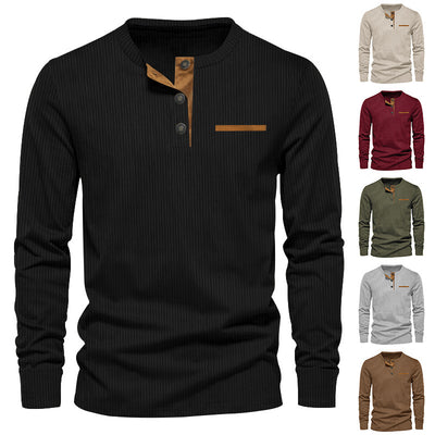 Henley de Pana para Hombre - Ajuste Slim, Manga Larga, Diseño Minimalista - Image 37