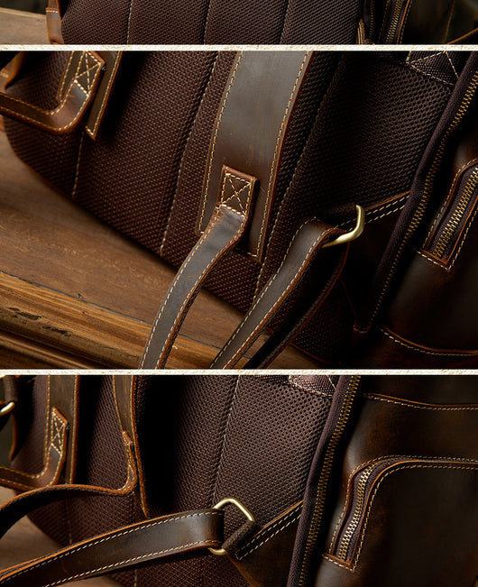 Mochila de Cuero Artesanal Estilo Británico Retro para Hombre - Image 21