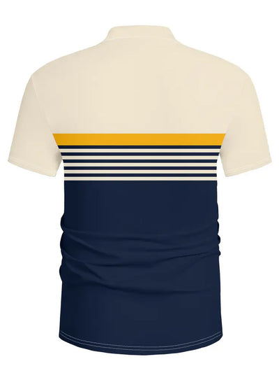Polo Deportivo Hombre Bloques de Color a Rayas con Cuello Golf - Image 11