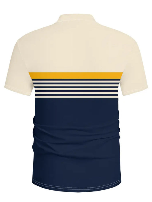 Polo Deportivo Hombre Bloques de Color a Rayas con Cuello Golf - Image 11