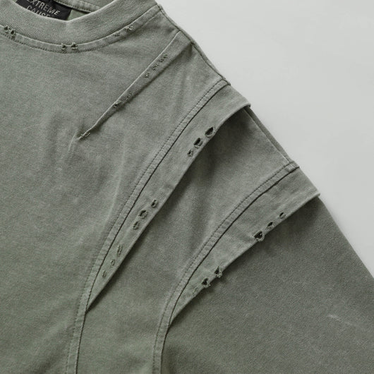 Camiseta Oversized Efecto Gastado con Costuras de Diseño - Image 28