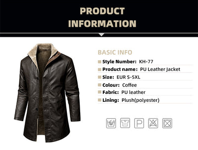 Abrigo de Cuero PU Talla Grande para Hombre - Corte Extendido - Image 12