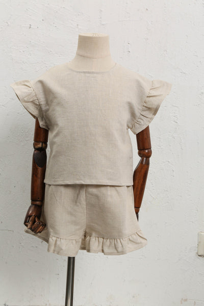 Conjunto Infantil de Algodón y Lino con Volantes - Camiseta Suelta y Casual - Image 42
