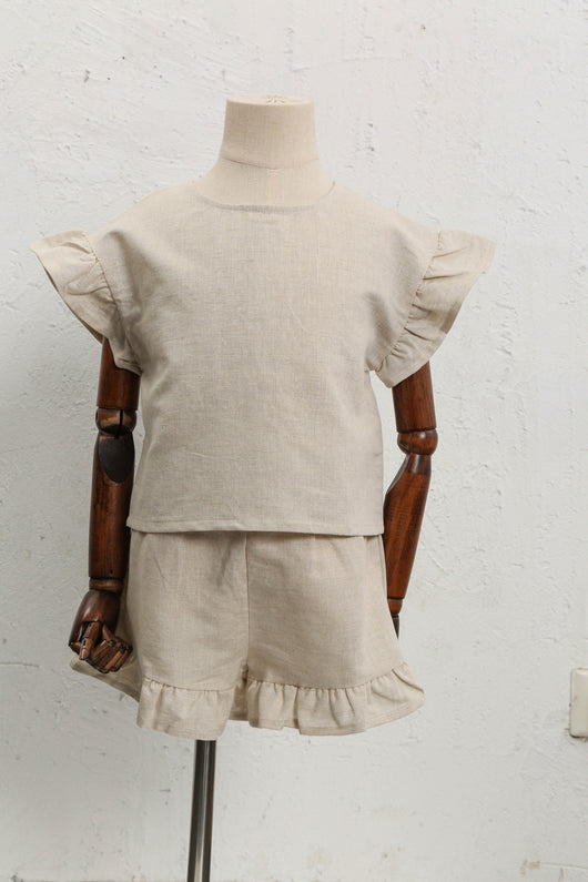 Conjunto Infantil de Algodón y Lino con Volantes - Camiseta Suelta y Casual - Image 42