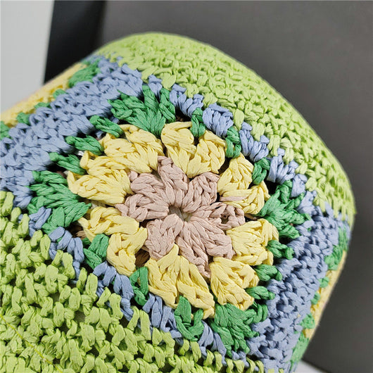 Sombrero Cubo de Paja Floral Elegante Plegable - Image 18