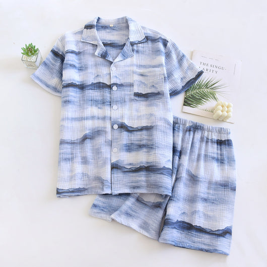 Pijama Corto para Hombre en Crepe de Algodón Doble Hilado - Image 23