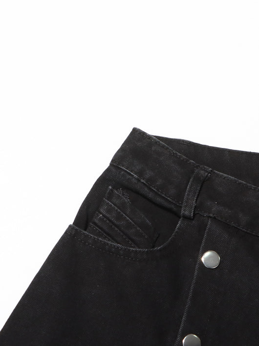 Jeans Talle Alto Irregular con Botones Desmontables - Image 44