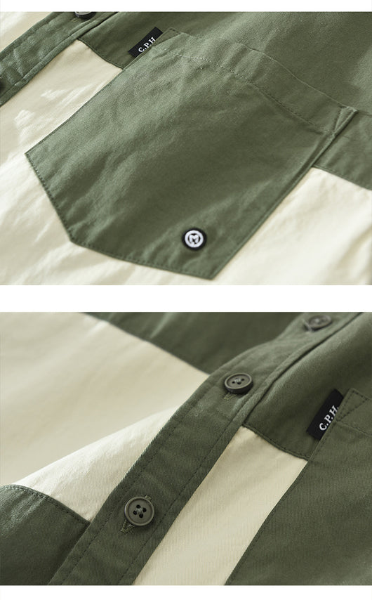 Camisa Cargo Casual con Contraste de Colores para Hombre - Image 15