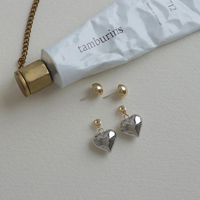 Aretes de Plata Esterlina Contraste 3D Amor Aguja Sensible - Image 12