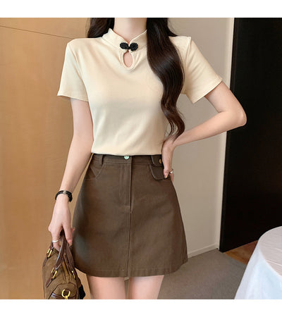 Camiseta de Estilo Chino con Botones de Rana - Manga Corta Verano - Image 37