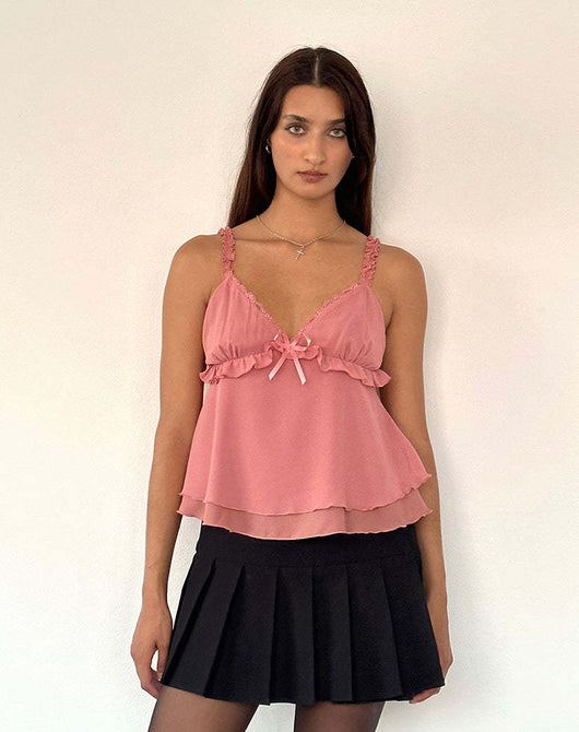 Blusa Tirante Fina con Encaje y Pliegues - Image 36