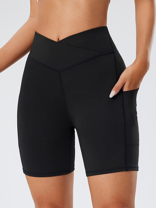 Shorts Yoga Cintura Alta con Bolsillo y Cruce en Cintura - Image 16