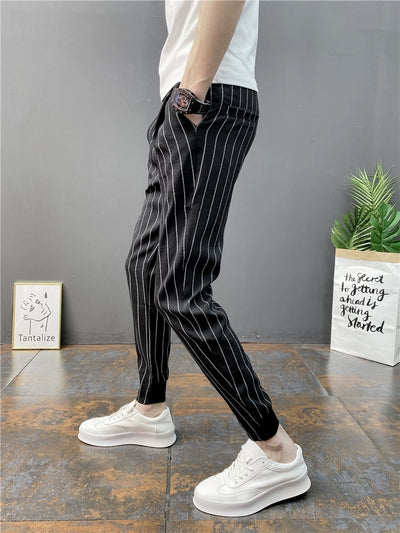 Pantalones Casuales Slim Fit Hombre con Rayas Verticales para Primavera y Verano - Image 45