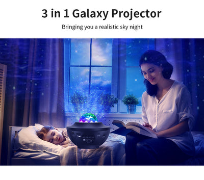 Lámpara Proyector Cielo Estrellado con Ondas de Agua, Bluetooth y Luz Láser Atmosférica - Image 9