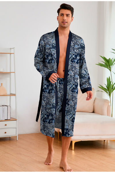 Bata Estampada para Hombre con Mangas Largas y Pantalón Corto - Image 31