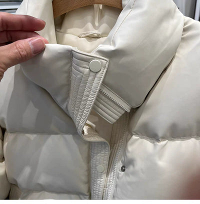 Chaqueta de Plumas de Pato Blanco con Cuello de Pie para Mujer - Image 30
