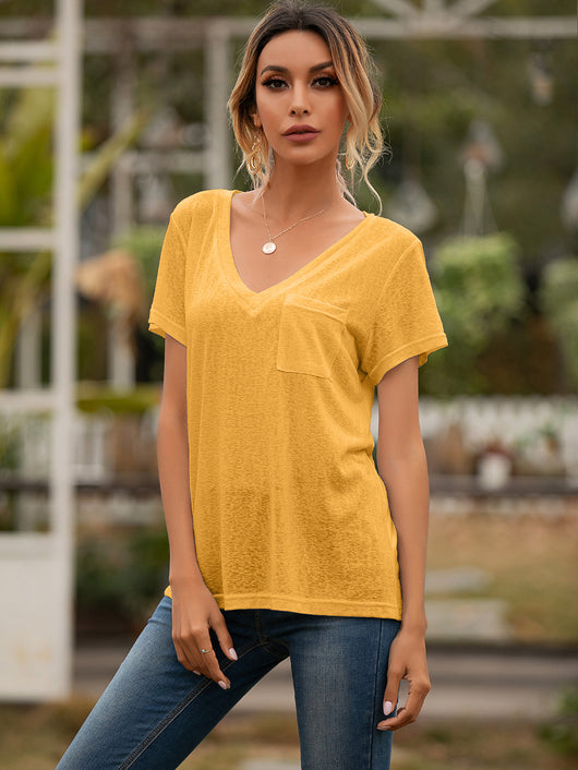 Blusa Casual Holgada con Escote en V y Bolsillos - Image 43
