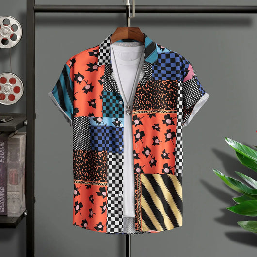 Camisa Estampada Artística para Hombre - Manga Corta - Image 26