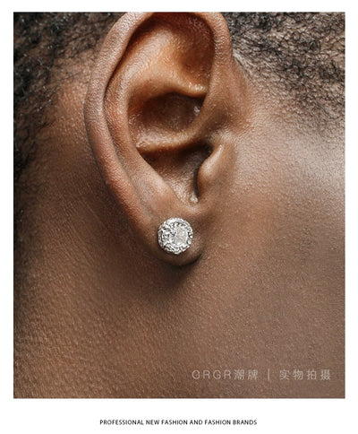 Aretes de Plata Esterlina 925 con Diamante Texturizado para Hombre - Image 16