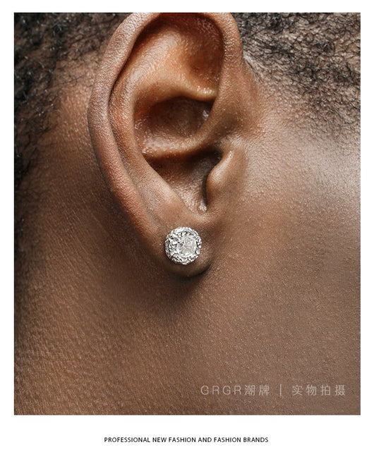 Aretes de Plata Esterlina 925 con Diamante Texturizado para Hombre - Image 16