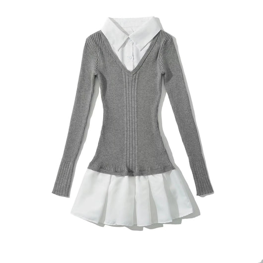 Suéter Preppy Falso Dos Piezas para Otoño e Invierno - Image 23