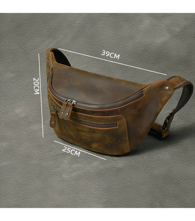 Bolsa de Pecho Vintage Cuero Crazy Horse Distresado para Hombre - Image 8