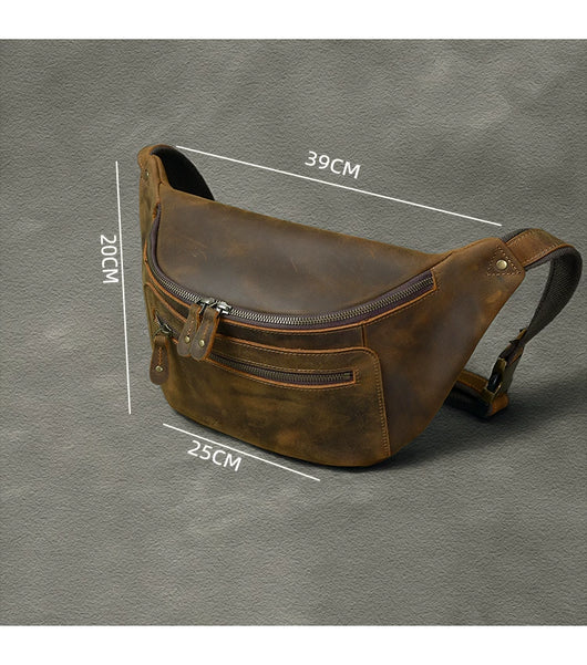 Bolsa de Pecho Vintage Cuero Crazy Horse Distresado para Hombre - Image 8