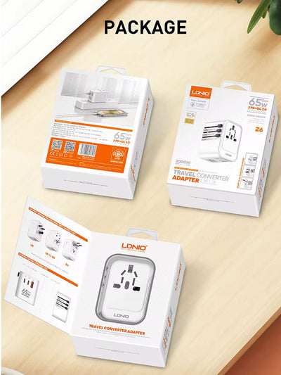 Cargador Rápido GaN 65W con Adaptador de Viaje Internacional - Image 9