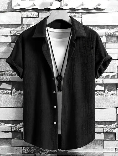 Camisa Casual de Manga Corta Holiday Leisure sin Arrugas para Hombre - Image 61