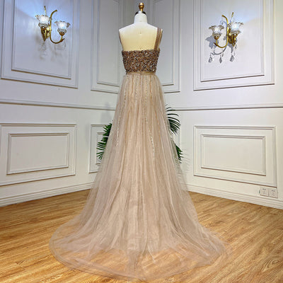Vestido Fishtail Azul con Hombros Descubiertos y Cuentas Artesanales - Image 22