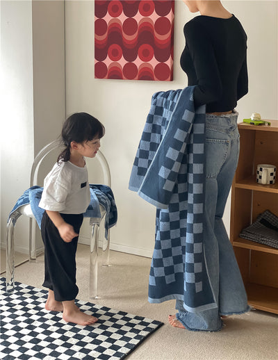 Toallas de Algodón Peinado Tejidas con Diseño Cuadrícula Padre e Hijo - Image 14