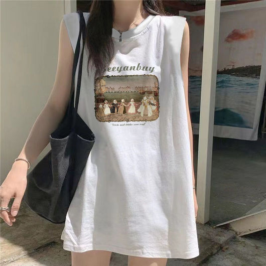 Playera sin Mangas con Letras Estampadas Oversize - Image 11
