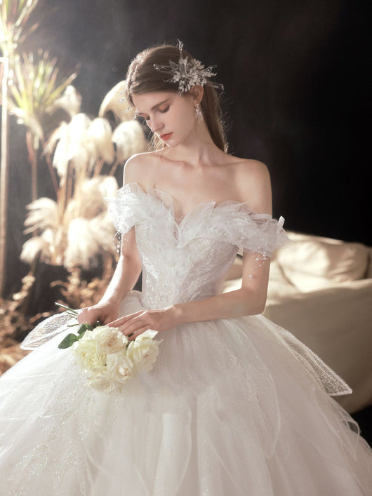 Vestido de Novia Blanco Marfil con Cielo Estrellado y Falda Voluminosa Estilizadora - Image 12