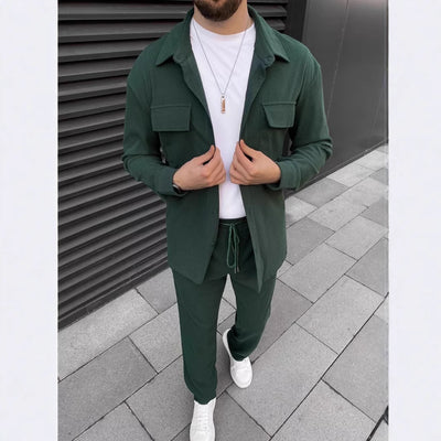 Traje Casual de Pana para Hombre - Camisa y Pantalón Coordinado - Image 17