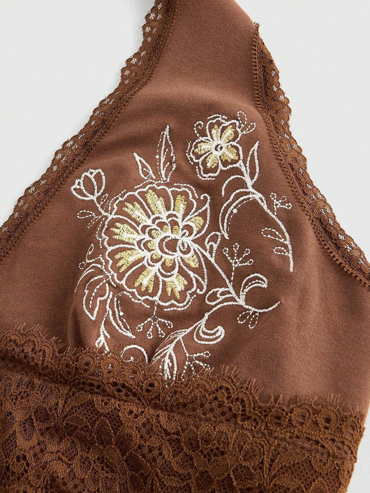 Chaleco Halter de Encaje Floral Bordado Ajustado y Estilizador - Image 17