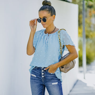 Blusa de Lunares en Gasa Manga Corta para Mujer - Image 21
