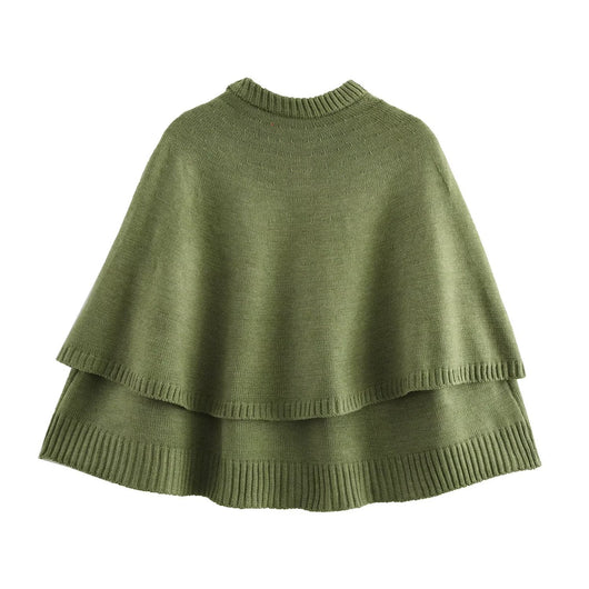 Abrigo Tejido Estilo Capa con Cuello Redondo Multiuso - Image 37