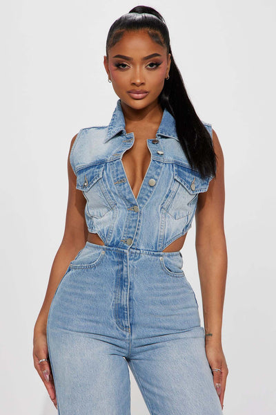 Jumpsuit Denim Elástico Slim Fit Cintura Alta Mujer - Image 13