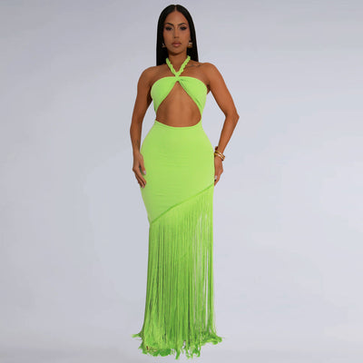 Vestido Tubo Escotado con Detalles de Borlas - Image 27