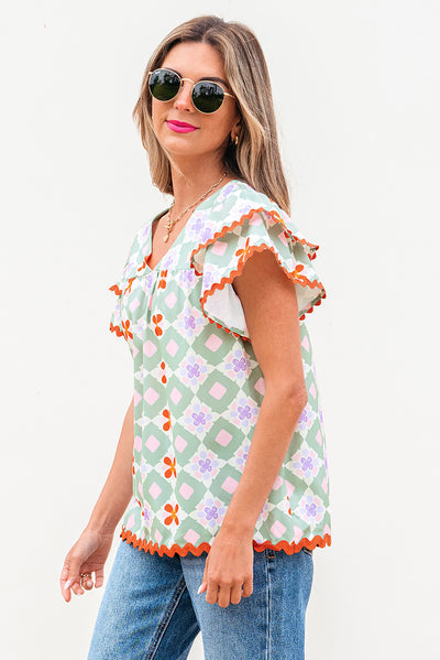 Blusa Chifón Estampado Geométrico Multicolor para Mujer - Image 11