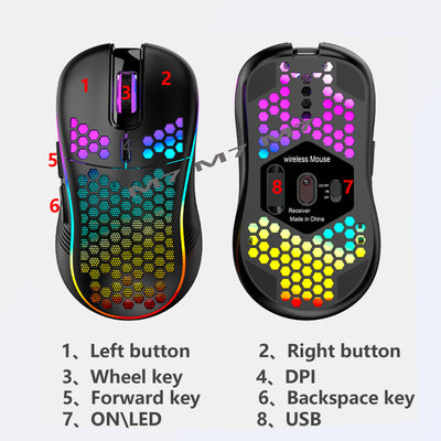 Ratón Inalámbrico Luminoso con Diseño Calado Ultraligero - Image 12