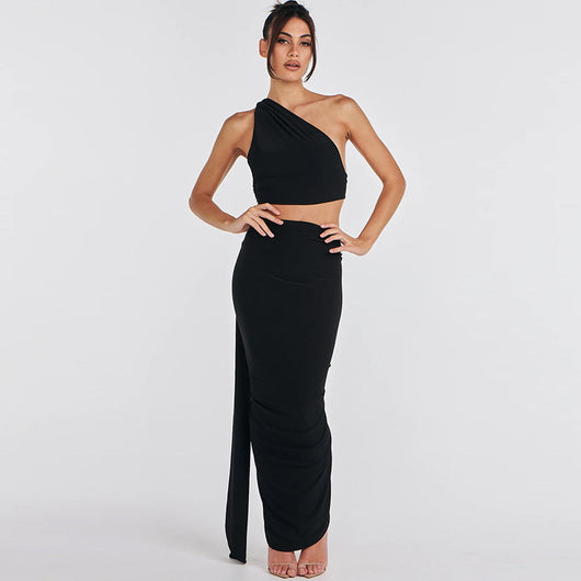 Falda Plisada Ajustada con Top Tubo Espalda Descubierta - Image 39