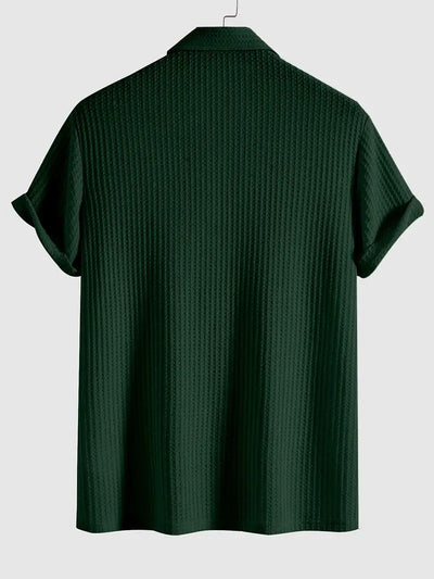 Camisa Casual de Punto Rombo con Solapa - Corte Holgado Manga Corta Hombre - Image 45