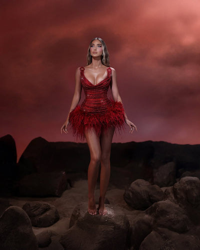 Vestido Mini Lujo con Lentejuelas Rojo Brillante - Perfecto para Celebraciones - Image 9