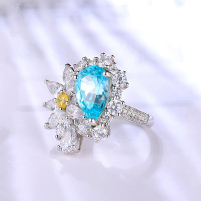 Anillo de Bodas Paraiba con Diamantes para Mujer - Image 13